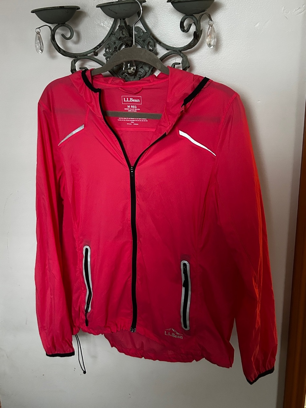 L.L.Bean Women’s M Packable Running Windbreaker Jacket Reflective Pink